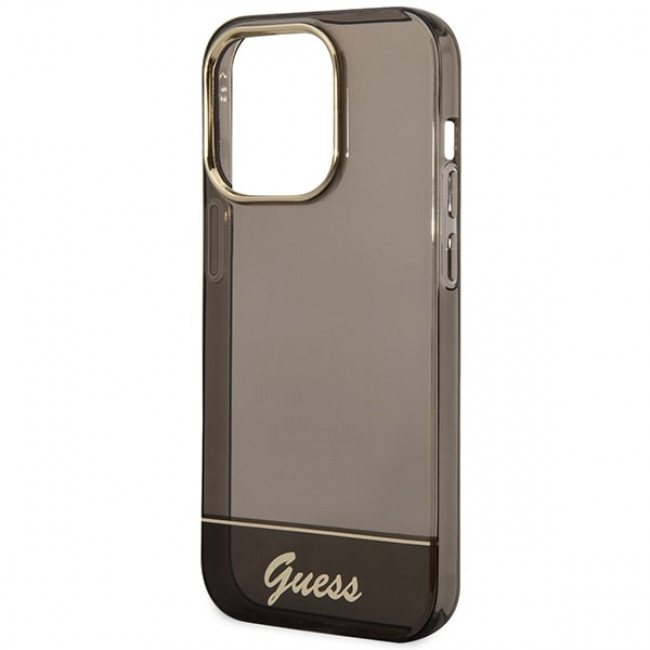 Guess iPhone 14 Pro Translucent Σκληρή Θήκη με Πλαίσιο Σιλικόνης - Black / Semi Clear - GUHCP14LHGCOK