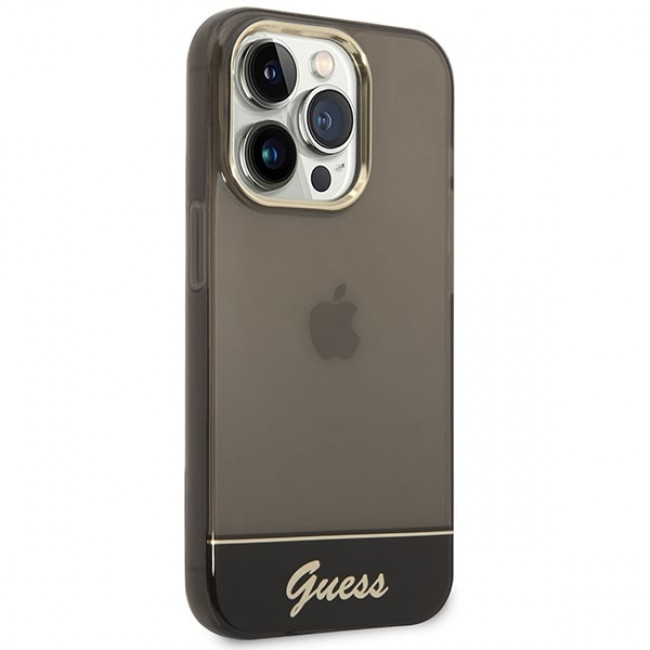 Guess iPhone 14 Pro Translucent Σκληρή Θήκη με Πλαίσιο Σιλικόνης - Black / Semi Clear - GUHCP14LHGCOK