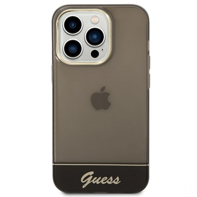 Guess iPhone 14 Pro Translucent Σκληρή Θήκη με Πλαίσιο Σιλικόνης - Black / Semi Clear - GUHCP14LHGCOK