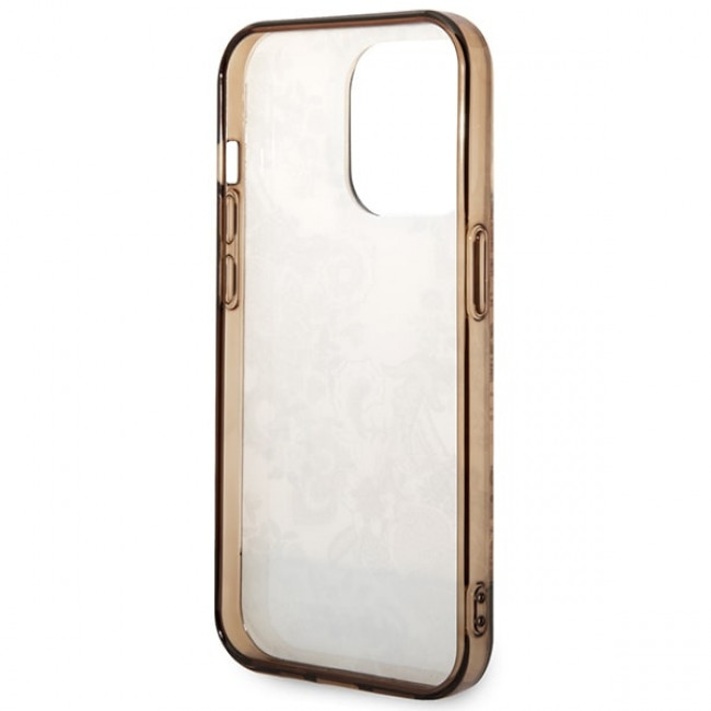 Guess iPhone 14 Pro Porcelain Collection Σκληρή Θήκη με Πλαίσιο Σιλικόνης - Ochre - GUHCP14LHGPLHC