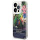 Guess iPhone 14 Pro Flower Liquid Glitter Σκληρή Θήκη - Blue - GUHCP14LLFLSB