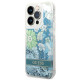 Guess iPhone 14 Pro Flower Liquid Glitter Σκληρή Θήκη - Green - GUHCP14LLFLSN