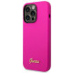 Guess iPhone 14 Pro Silicone Metal Logo Script Θήκη Σιλικόνης - Fuchsia - GUHCP14LSLSMF