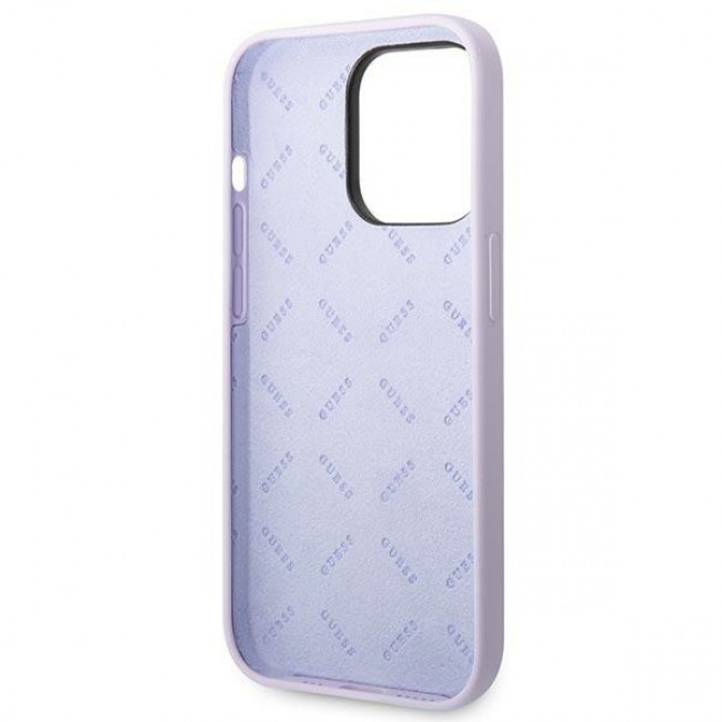 Guess iPhone 14 Pro Silicone Metal Logo Script Θήκη Σιλικόνης - Purple - GUHCP14LSLSMU