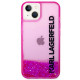 Karl Lagerfeld iPhone 14 Plus - Liquid Glitter Elong Σκληρή Θήκη με Πλαίσιο Σιλικόνης - Ημιδιάφανη / Pink - KLHCP14MLCKVF