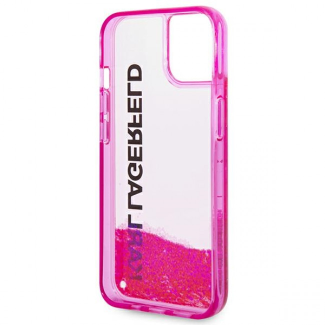 Karl Lagerfeld iPhone 14 Plus - Liquid Glitter Elong Σκληρή Θήκη με Πλαίσιο Σιλικόνης - Ημιδιάφανη / Pink - KLHCP14MLCKVF