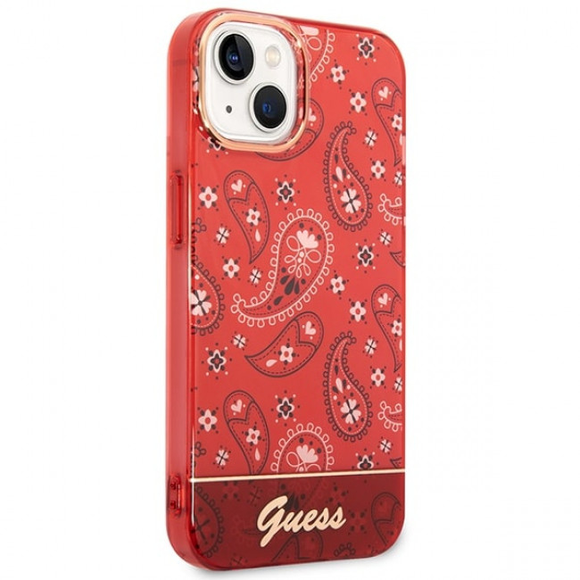 Guess iPhone 14 Plus Bandana Paisley Σκληρή Θήκη με Πλαίσιο Σιλικόνης - Red - GUHCP14MHGBNHR