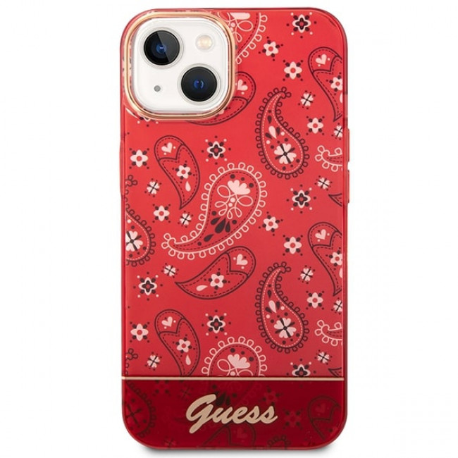 Guess iPhone 14 Plus Bandana Paisley Σκληρή Θήκη με Πλαίσιο Σιλικόνης - Red - GUHCP14MHGBNHR