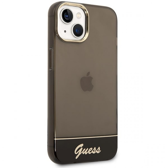 Guess iPhone 14 Plus Translucent Σκληρή Θήκη με Πλαίσιο Σιλικόνης - Black / Semi Clear - GUHCP14MHGCOK