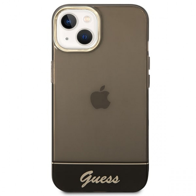 Guess iPhone 14 Plus Translucent Σκληρή Θήκη με Πλαίσιο Σιλικόνης - Black / Semi Clear - GUHCP14MHGCOK