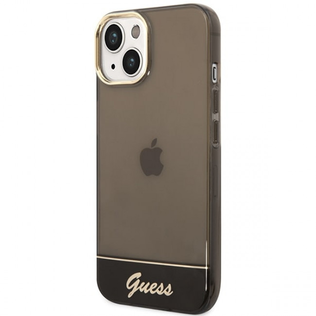 Guess iPhone 14 Plus Translucent Σκληρή Θήκη με Πλαίσιο Σιλικόνης - Black / Semi Clear - GUHCP14MHGCOK