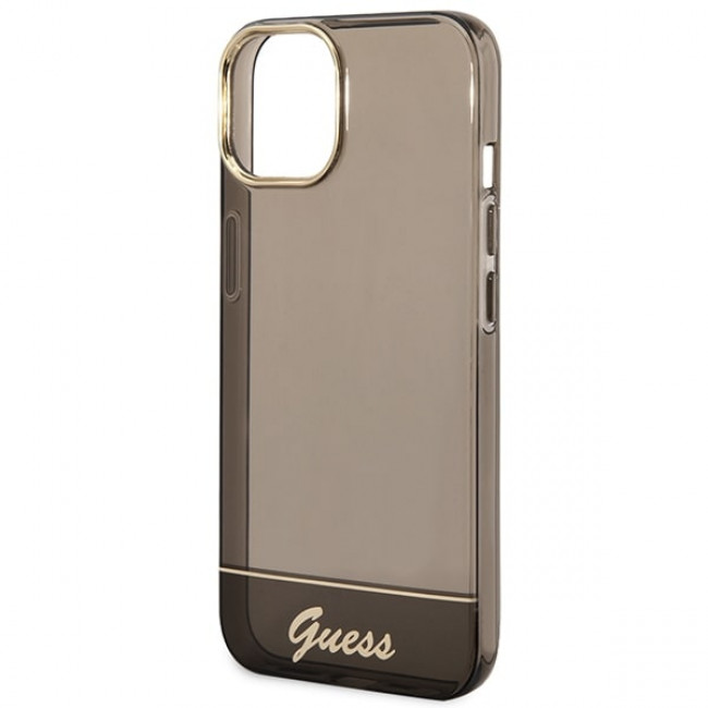 Guess iPhone 14 Plus Translucent Σκληρή Θήκη με Πλαίσιο Σιλικόνης - Black / Semi Clear - GUHCP14MHGCOK