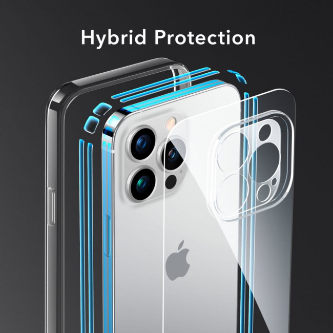 ESR iPhone 14 Pro Ice Shield Θήκη με Πλαίσιο Σιλικόνης και Όψη Γυαλιού Tempered Glass - Διάφανη