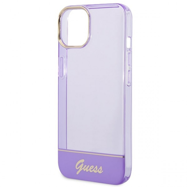 Guess iPhone 14 Plus Translucent Σκληρή Θήκη με Πλαίσιο Σιλικόνης - Purple / Semi Clear - GUHCP14MHGCOU