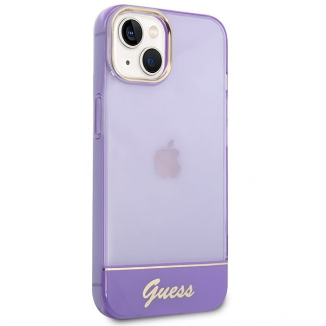 Guess iPhone 14 Plus Translucent Σκληρή Θήκη με Πλαίσιο Σιλικόνης - Purple / Semi Clear - GUHCP14MHGCOU