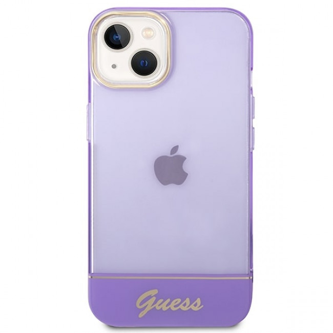 Guess iPhone 14 Plus Translucent Σκληρή Θήκη με Πλαίσιο Σιλικόνης - Purple / Semi Clear - GUHCP14MHGCOU