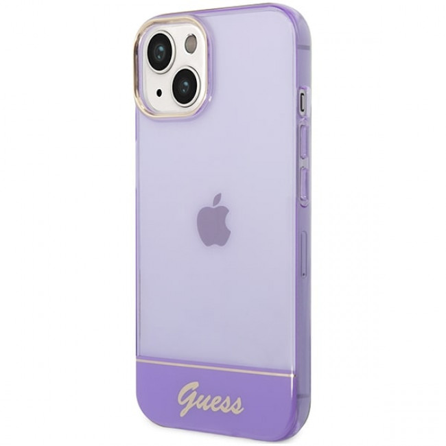 Guess iPhone 14 Plus Translucent Σκληρή Θήκη με Πλαίσιο Σιλικόνης - Purple / Semi Clear - GUHCP14MHGCOU