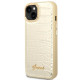 Guess iPhone 14 Plus Croco Collection Θήκη με Επένδυση Συνθετικού Δέρματος - Gold - GUHCP14MHGCRHD