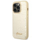 Guess iPhone 14 Pro Croco Collection Θήκη με Επένδυση Συνθετικού Δέρματος - Gold - GUHCP14LHGCRHD