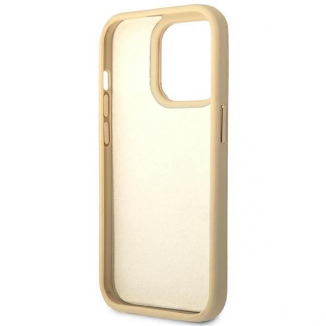 Guess iPhone 14 Pro Croco Collection Θήκη με Επένδυση Συνθετικού Δέρματος - Gold - GUHCP14LHGCRHD