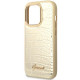 Guess iPhone 14 Pro Croco Collection Θήκη με Επένδυση Συνθετικού Δέρματος - Gold - GUHCP14LHGCRHD