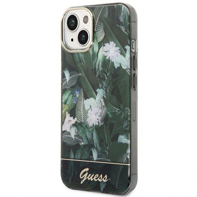 Guess iPhone 14 Plus Jungle Collection Σκληρή Θήκη με Πλαίσιο Σιλικόνης - Green - GUHCP14MHGJGHA