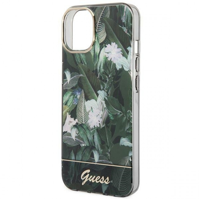 Guess iPhone 14 Plus Jungle Collection Σκληρή Θήκη με Πλαίσιο Σιλικόνης - Green - GUHCP14MHGJGHA