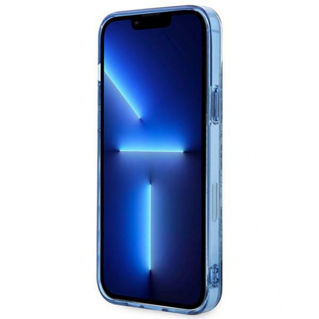 Guess iPhone 14 Plus Porcelain Collection Σκληρή Θήκη με Πλαίσιο Σιλικόνης - Blue - GUHCP14MHGPLHB