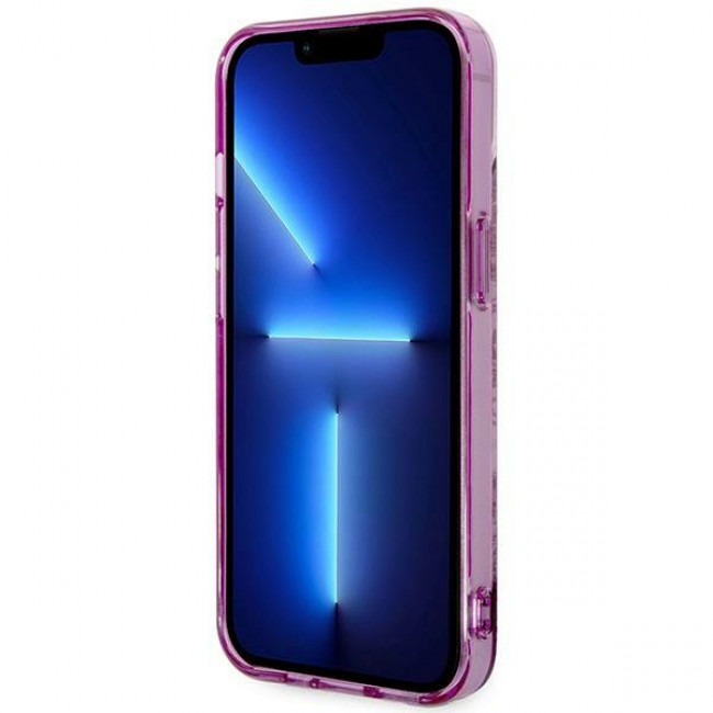 Guess iPhone 14 Plus Porcelain Collection Σκληρή Θήκη με Πλαίσιο Σιλικόνης - Fuschia - GUHCP14MHGPLHF