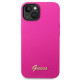 Guess iPhone 14 Plus Silicone Metal Logo Script Θήκη Σιλικόνης - Fuchsia - GUHCP14MSLSMF