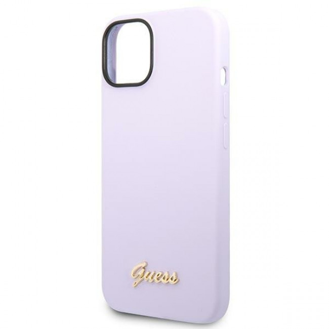 Guess iPhone 14 Plus Silicone Metal Logo Script Θήκη Σιλικόνης - Purple - GUHCP14MSLSMU