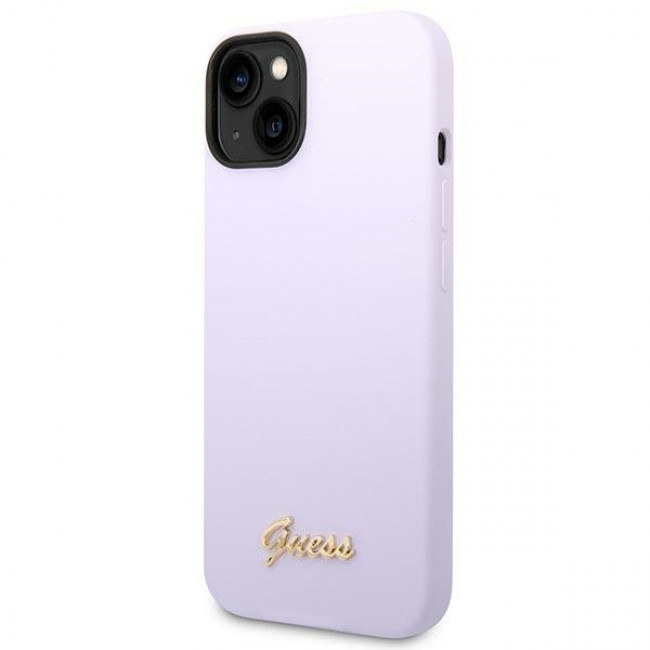 Guess iPhone 14 Plus Silicone Metal Logo Script Θήκη Σιλικόνης - Purple - GUHCP14MSLSMU