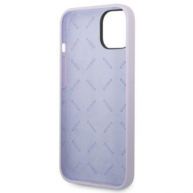 Guess iPhone 14 Silicone Metal Logo Script Θήκη Σιλικόνης - Purple - GUHCP14SSLSMU