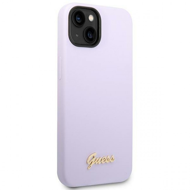 Guess iPhone 14 Silicone Metal Logo Script Θήκη Σιλικόνης - Purple - GUHCP14SSLSMU