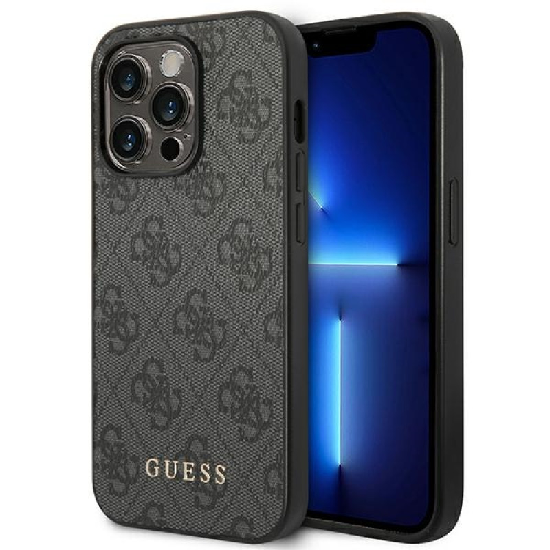 Guess iPhone 14 Pro Max 4G Saffiano Θήκη με Επένδυση Συνθετικού Δέρματος - Grey - GUHCP14XG4GFGR