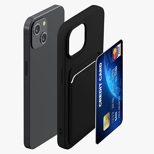 KW iPhone 14 Θήκη Σιλικόνης TPU με Υποδοχή για Κάρτα - Black - 59112.01