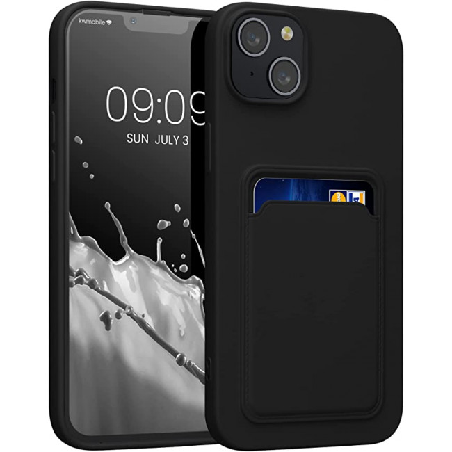 KW iPhone 14 Plus Θήκη Σιλικόνης TPU με Υποδοχή για Κάρτα - Black - 59113.01