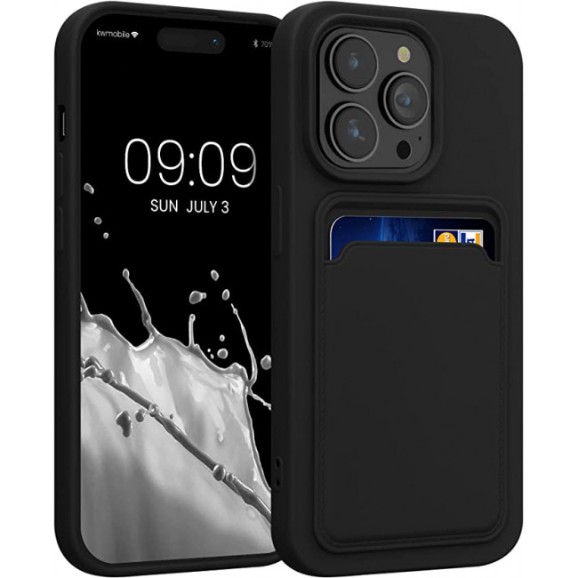 KW iPhone 14 Pro Θήκη Σιλικόνης TPU με Υποδοχή για Κάρτα - Black - 59114.01