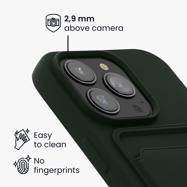 KW iPhone 14 Pro Θήκη Σιλικόνης TPU με Υποδοχή για Κάρτα - Dark Green - 59114.80