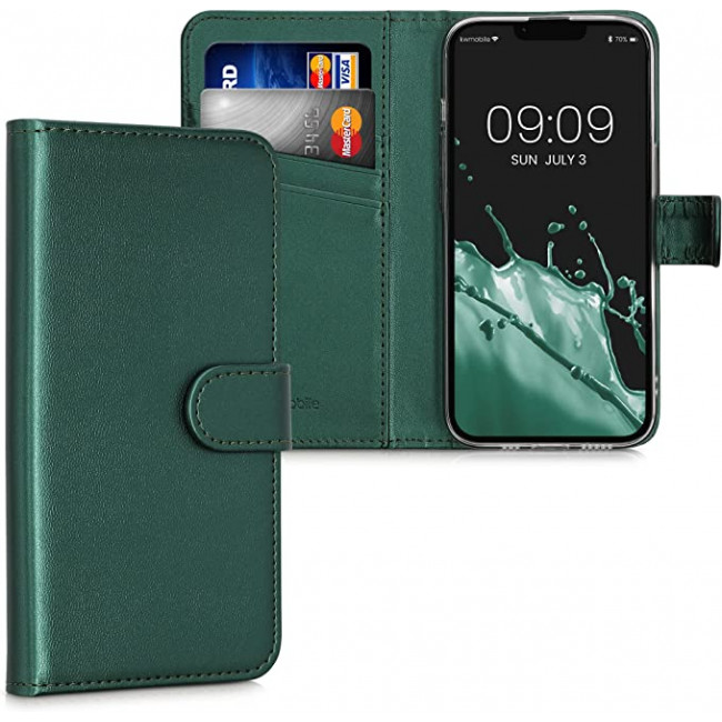 KW iPhone 14 Θήκη Πορτοφόλι Stand - Dark Green - 59212.80