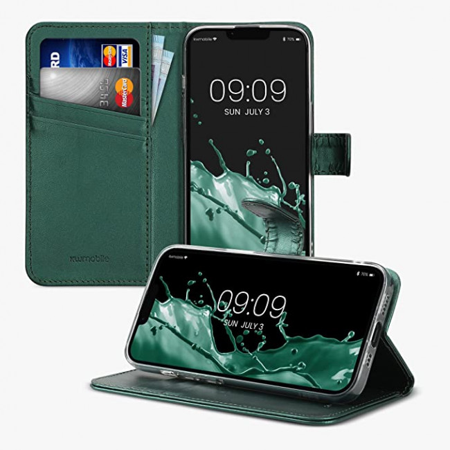 KW iPhone 14 Θήκη Πορτοφόλι Stand - Dark Green - 59212.80