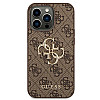 Guess iPhone 14 Pro - 4G Big Metal Logo Θήκη με Επένδυση Συνθετικού Δέρματος - Brown - GUHCP14L4GMGBR