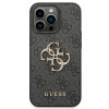 Guess iPhone 14 Pro - 4G Big Metal Logo Θήκη με Επένδυση Συνθετικού Δέρματος - Grey - GUHCP14L4GMGGR