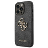 Guess iPhone 14 Pro - 4G Big Metal Logo Θήκη με Επένδυση Συνθετικού Δέρματος - Grey - GUHCP14L4GMGGR