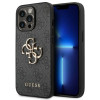 Guess iPhone 14 Pro - 4G Big Metal Logo Θήκη με Επένδυση Συνθετικού Δέρματος - Grey - GUHCP14L4GMGGR