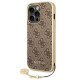 Guess iPhone 14 Pro - 4G Charms Collection Θήκη με Επένδυση Συνθετικού Δέρματος - Brown - GUHCP14LGF4GBR