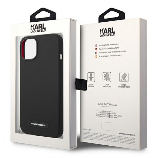 Karl Lagerfeld iPhone 14 Silicone Plaque Magsafe Θήκη Σιλικόνης με MagSafe - Black - KLHMP14SSLMP1K