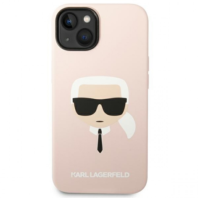 Karl Lagerfeld iPhone 14 Silicone Karl's Head MagSafe Θήκη Σιλικόνης με MagSafe - Light Pink - KLHMP14SSLKHLP