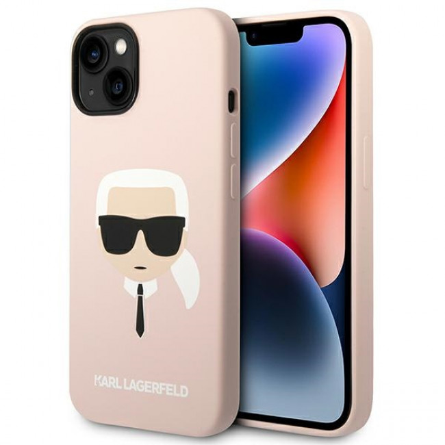 Karl Lagerfeld iPhone 14 Silicone Karl's Head MagSafe Θήκη Σιλικόνης με MagSafe - Light Pink - KLHMP14SSLKHLP