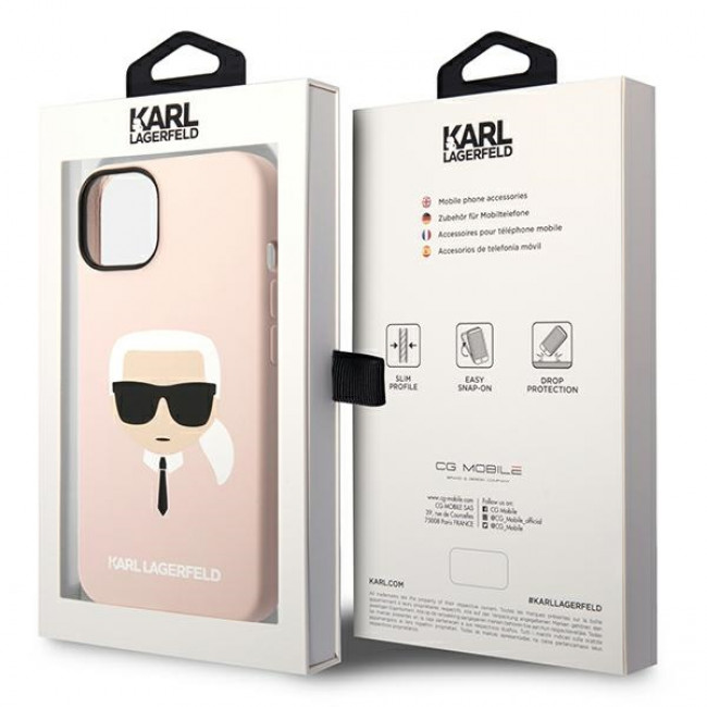 Karl Lagerfeld iPhone 14 Silicone Karl's Head MagSafe Θήκη Σιλικόνης με MagSafe - Light Pink - KLHMP14SSLKHLP